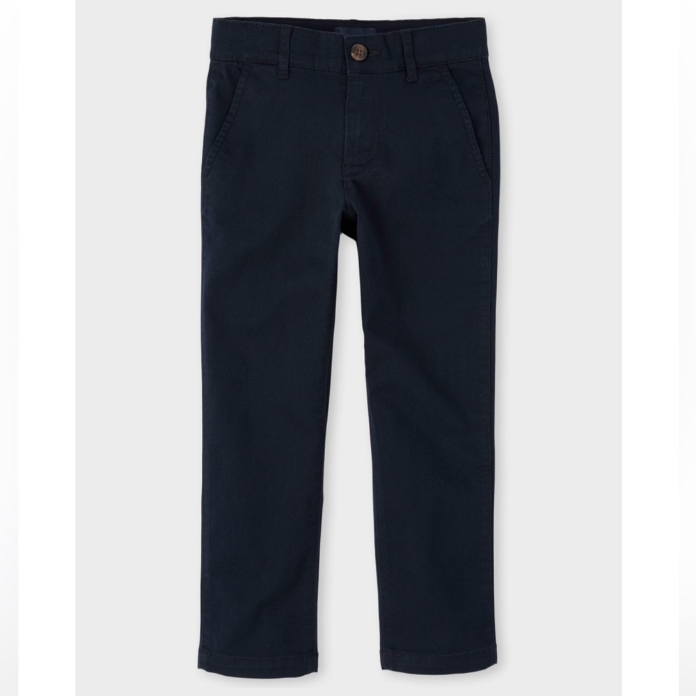 NWT The Children’s Place Chino Uniform Pants Adjustable Waist Navy Blue Size 6